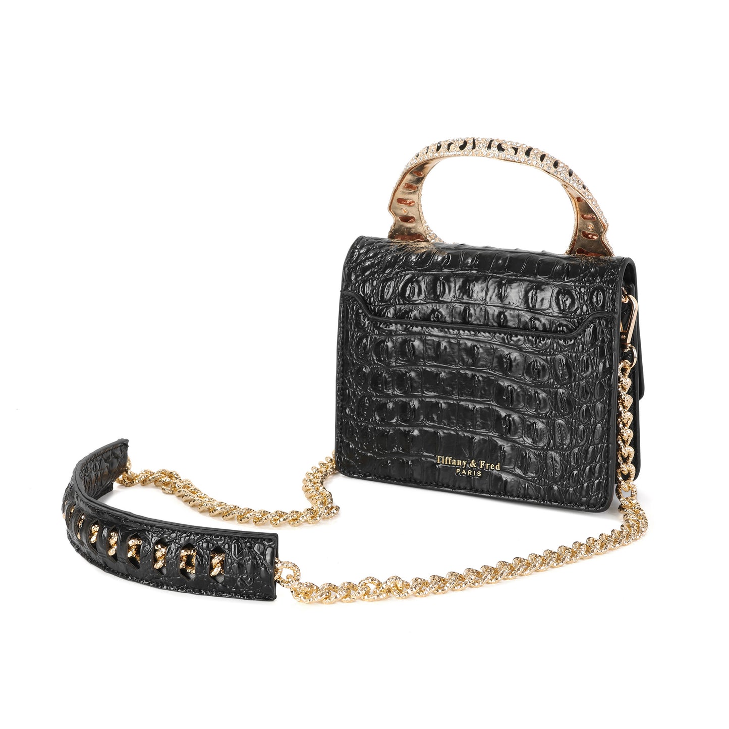 Croc-Embossed Leather Tiger Handle Mini Crossbody