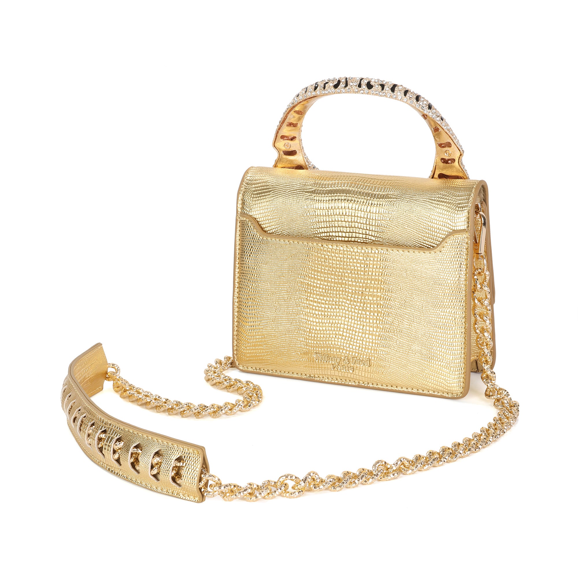 TFFANY★ゴールドチェーンカーフ革パーティーバッグ Croc-Embossed Leather Tiger Handle Mini Crossbody – Tiffany & Fred