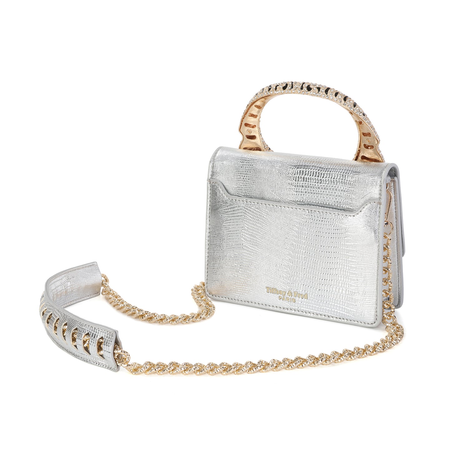 Croc-Embossed Leather Tiger Handle Mini Crossbody