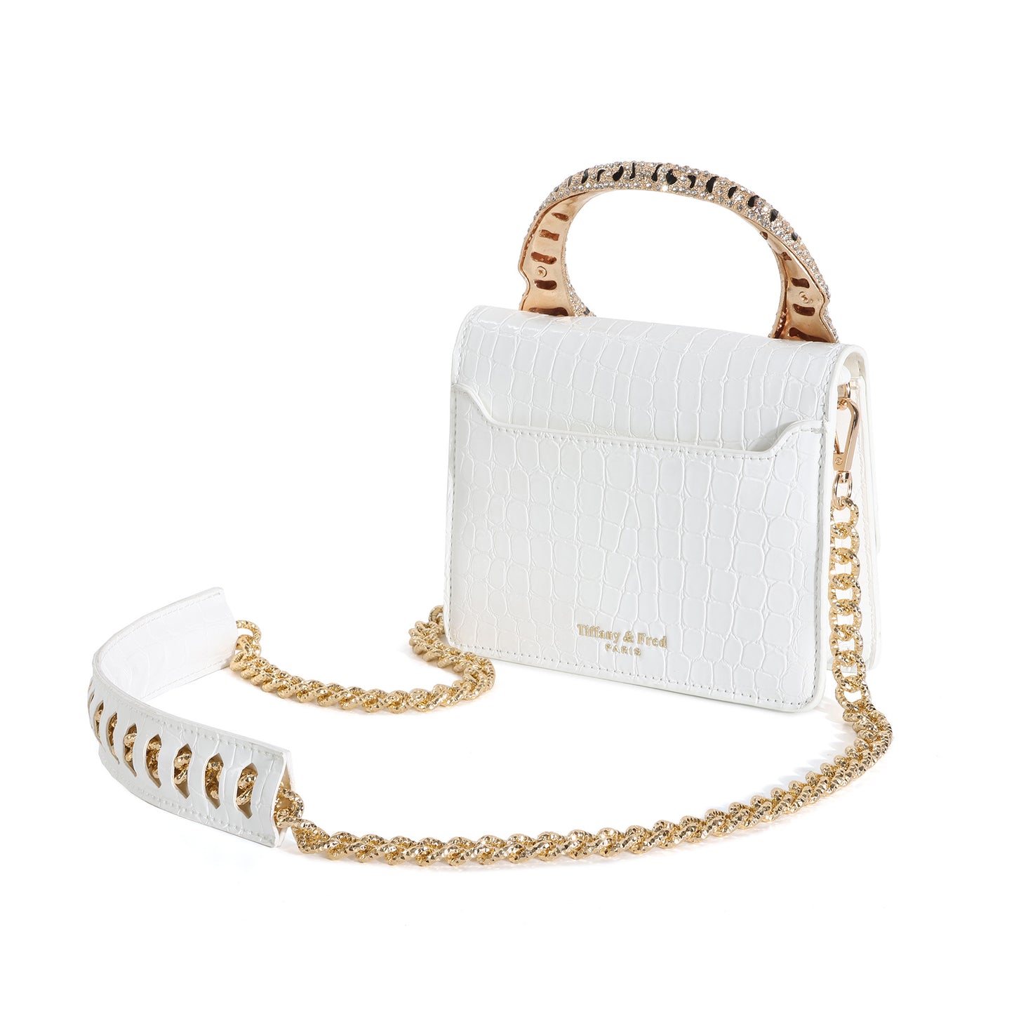 Croc-Embossed Leather Tiger Handle Mini Crossbody
