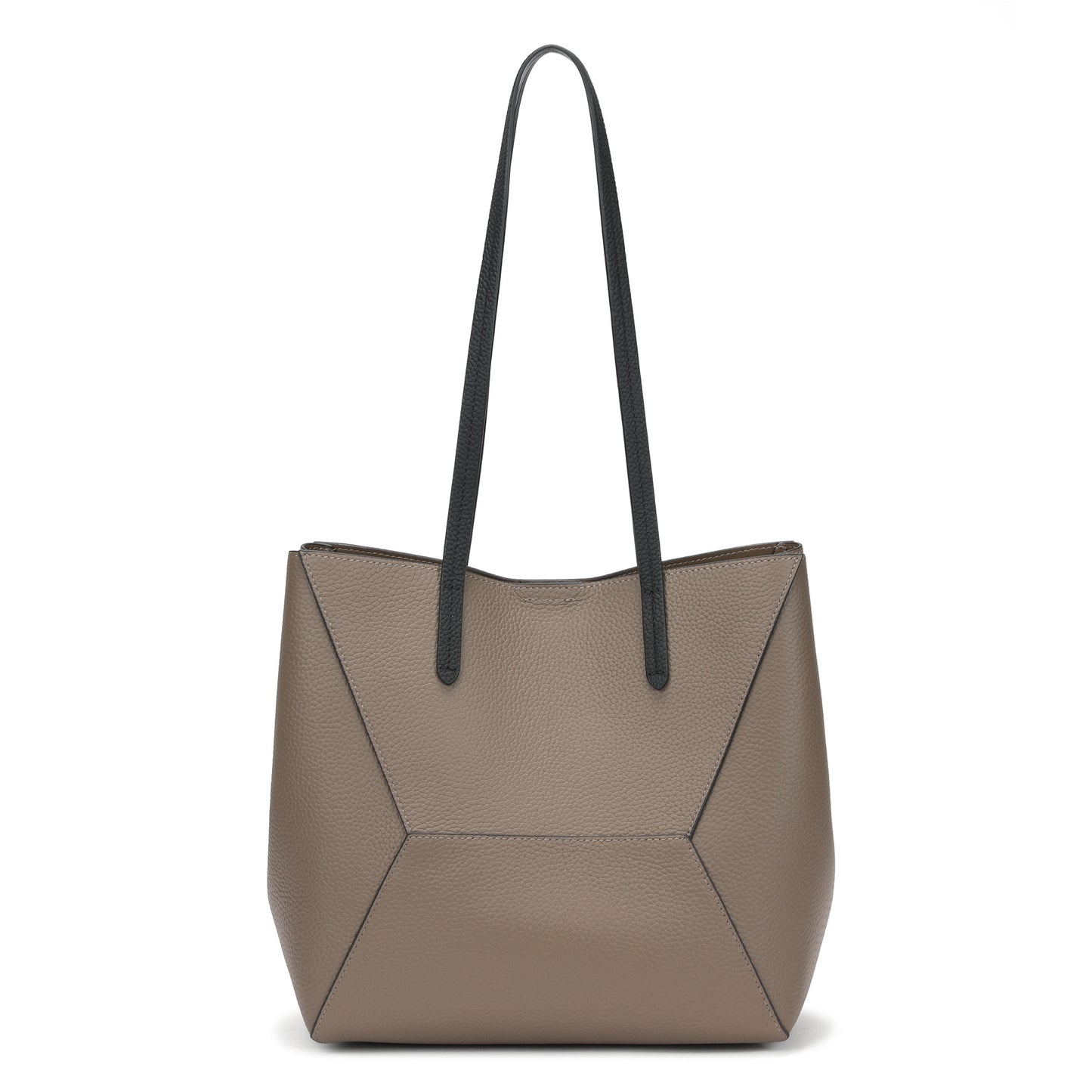 Geometric Leather Tote with Color-Block Design