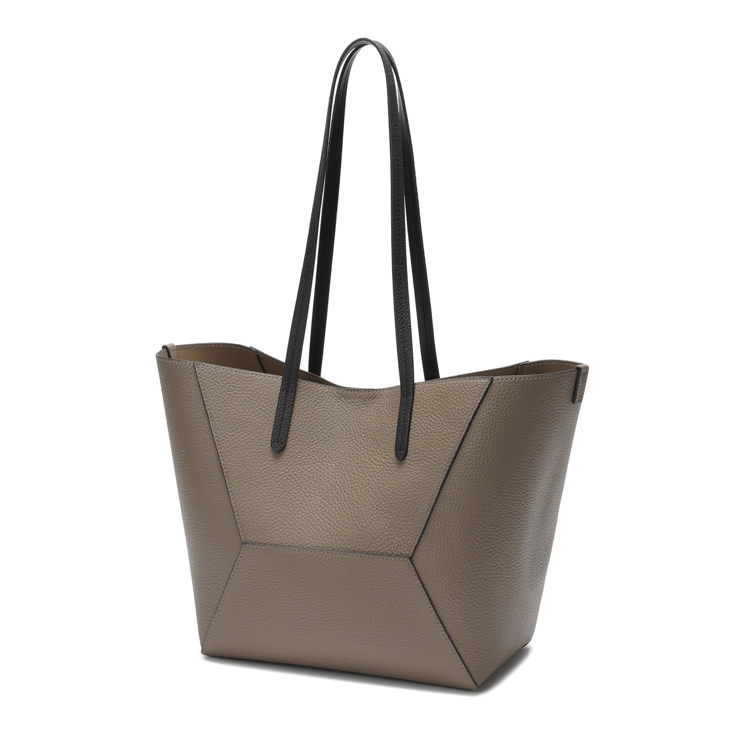 Geometric Leather Tote with Color-Block Design