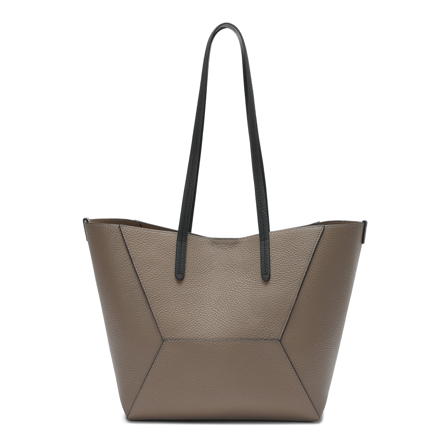 Geometric Leather Tote with Color-Block Design