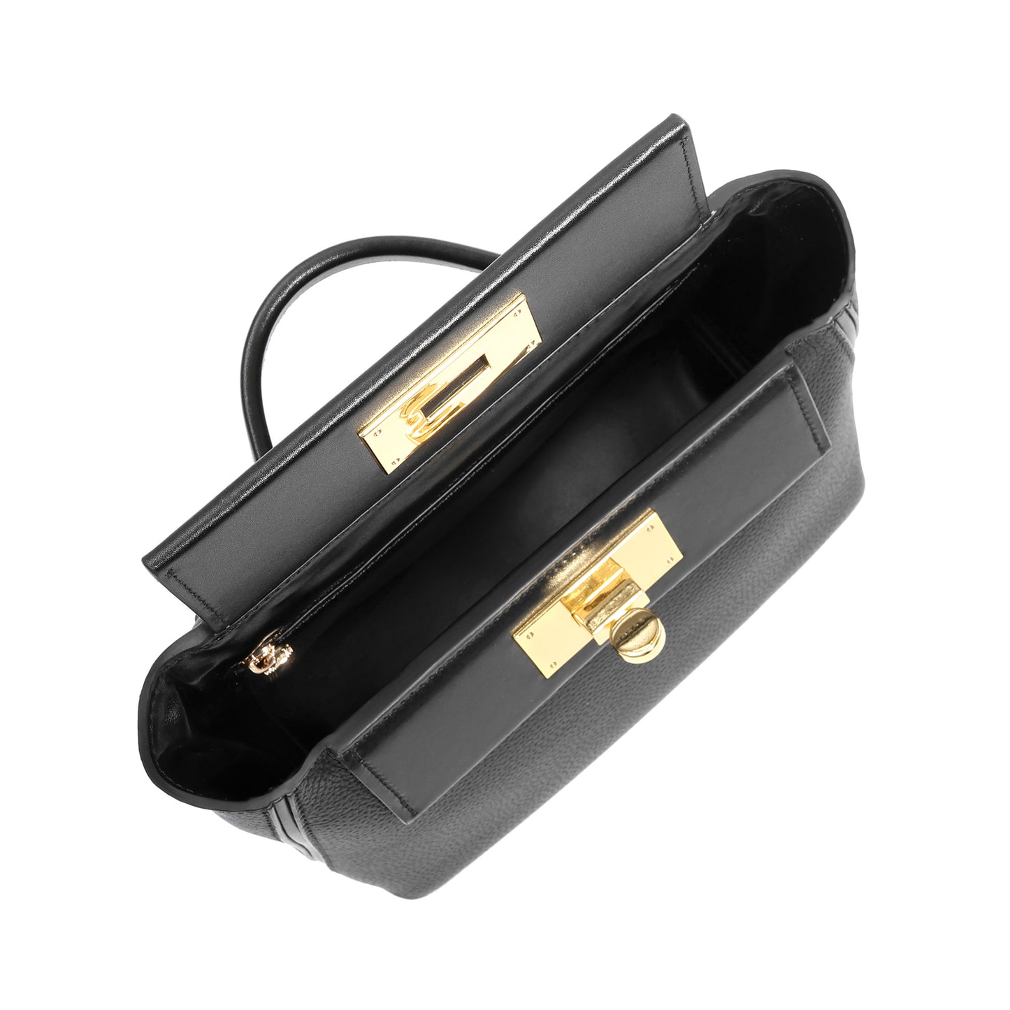 Classic Structured Handbag with Turn-Lock Closure