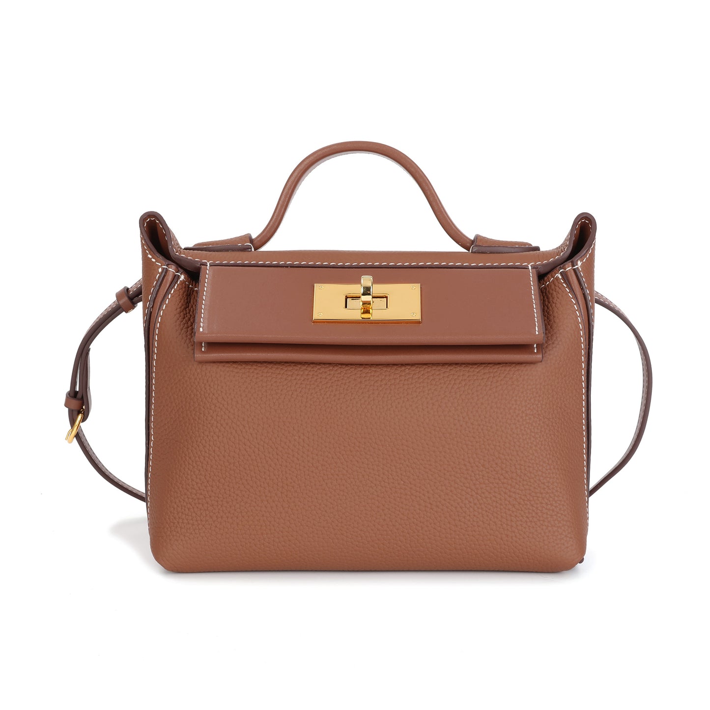 Classic Structured Handbag with Turn-Lock Closure