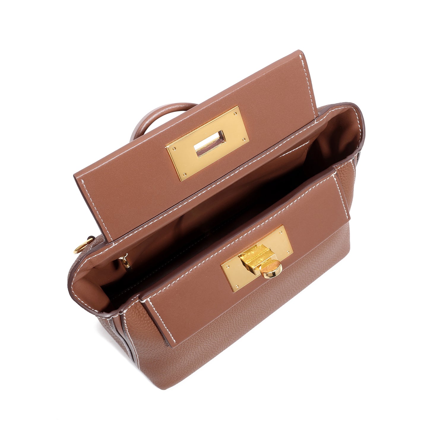 Classic Structured Handbag with Turn-Lock Closure