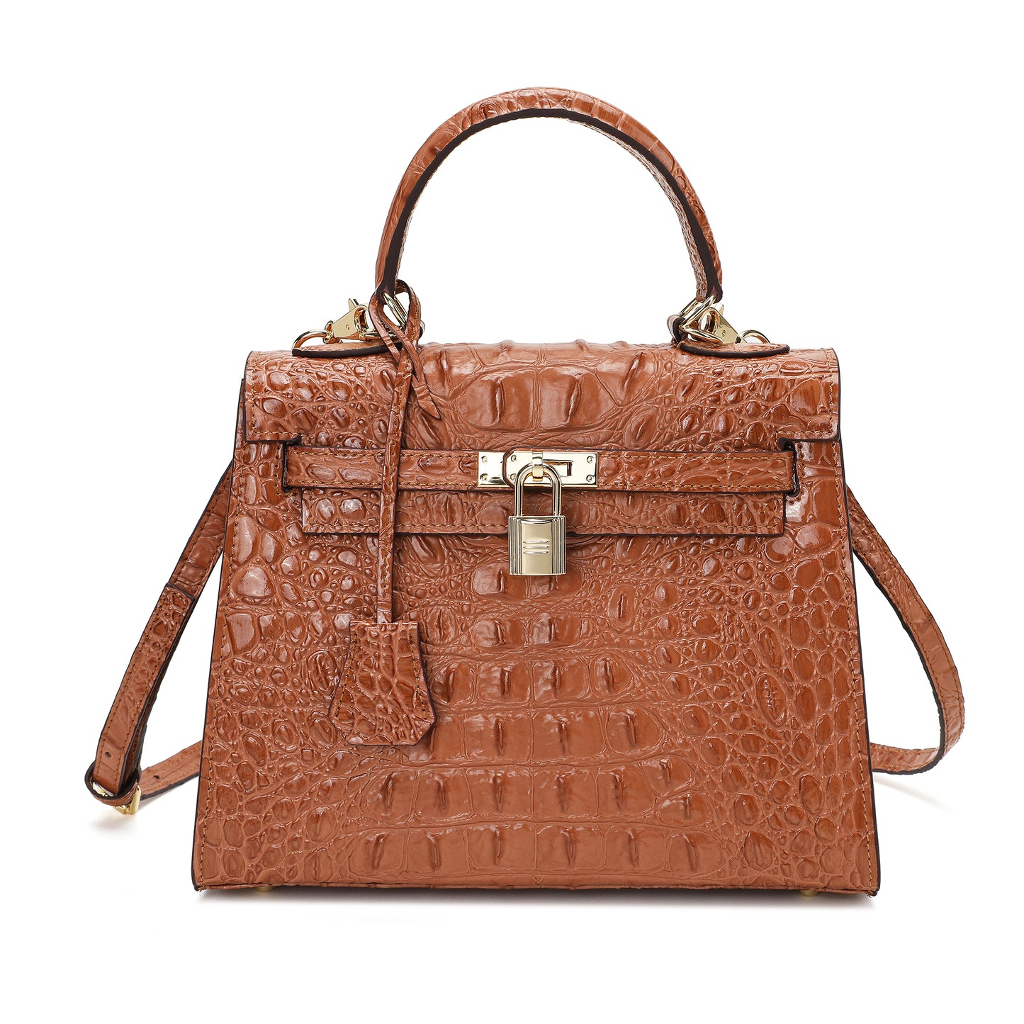 Tiffany & Fred Alligator Embossed Leather Satchel/Shoulder Bag