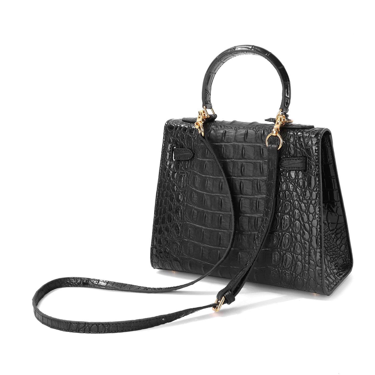 Tiffany & Fred Alligator Embossed Leather Satchel/Shoulder Bag