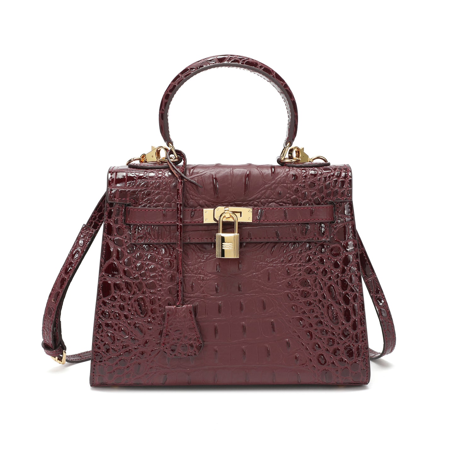 Tiffany & Fred Alligator Embossed Leather Satchel/Shoulder Bag