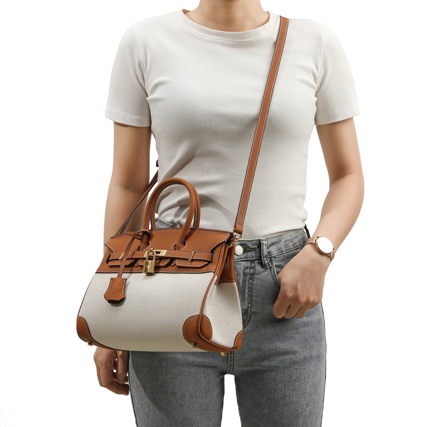 Tiffany & Fred Canvas & Leather Satchel/Shoulder Bag