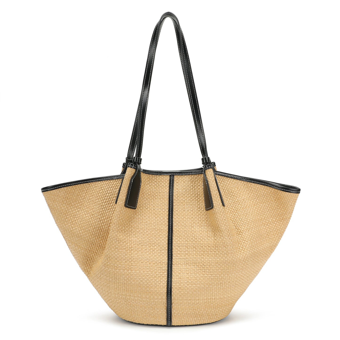 Woven Straw & Leather Trim Oversized Tote