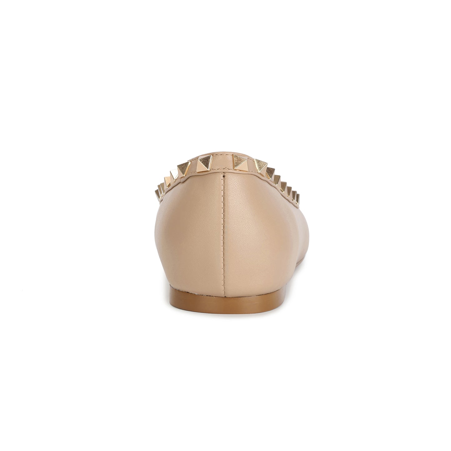 Nude Studded Trim Pointed-toe Leather Flats