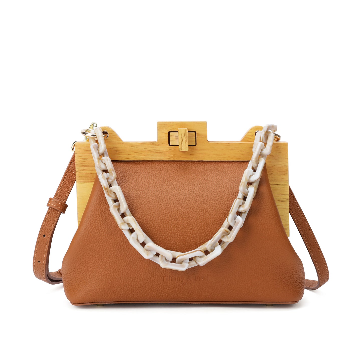 Tiffany & Fred Full-Grain Leather & Real Wood Frame
