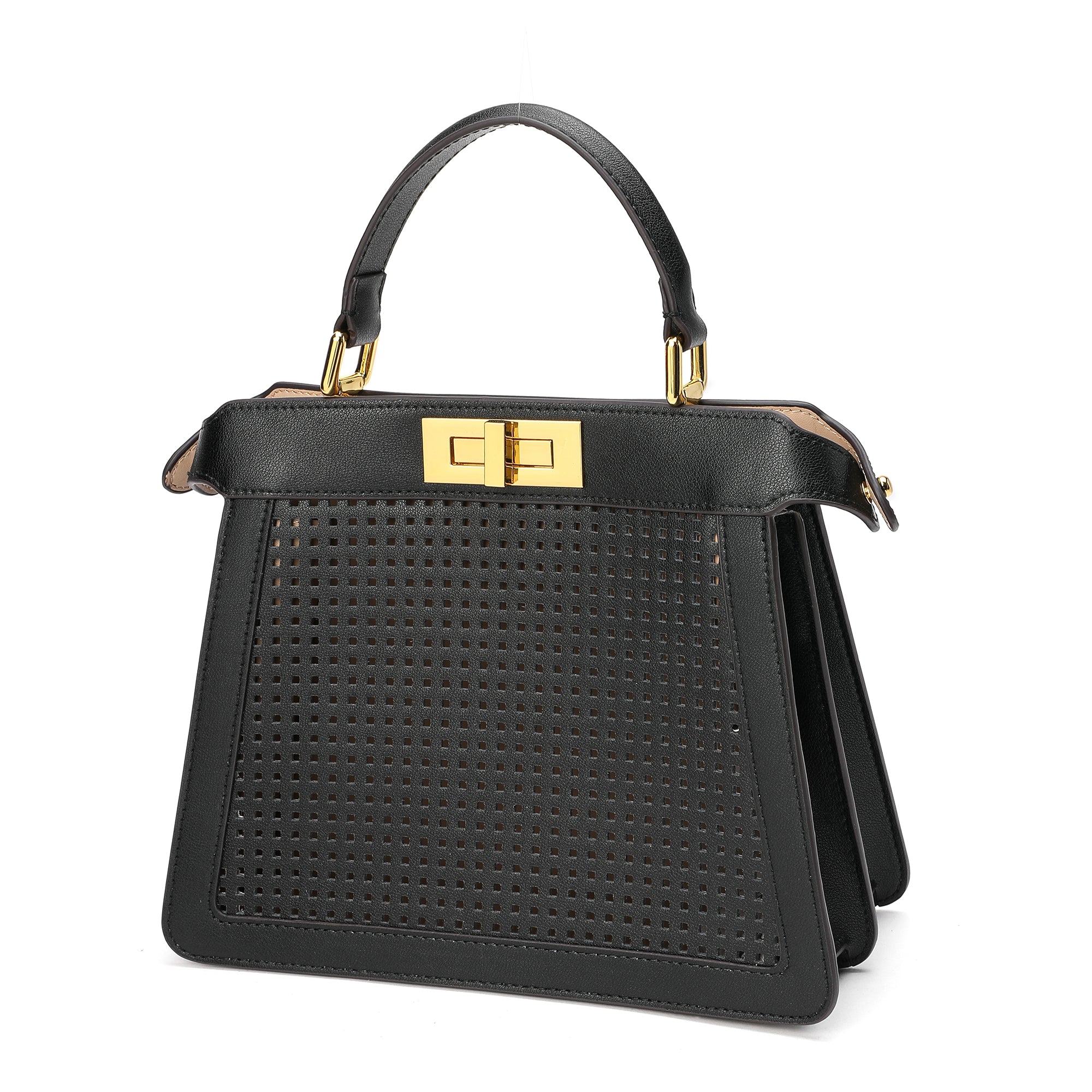 Perforated Smooth Leather Top Handle Bag Tiffany Fred Paris