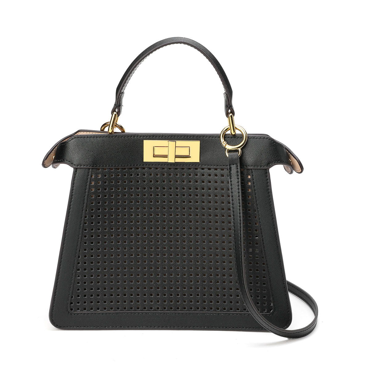 Perforated Smooth Leather Top-Handle Bag – Tiffany & Fred Paris