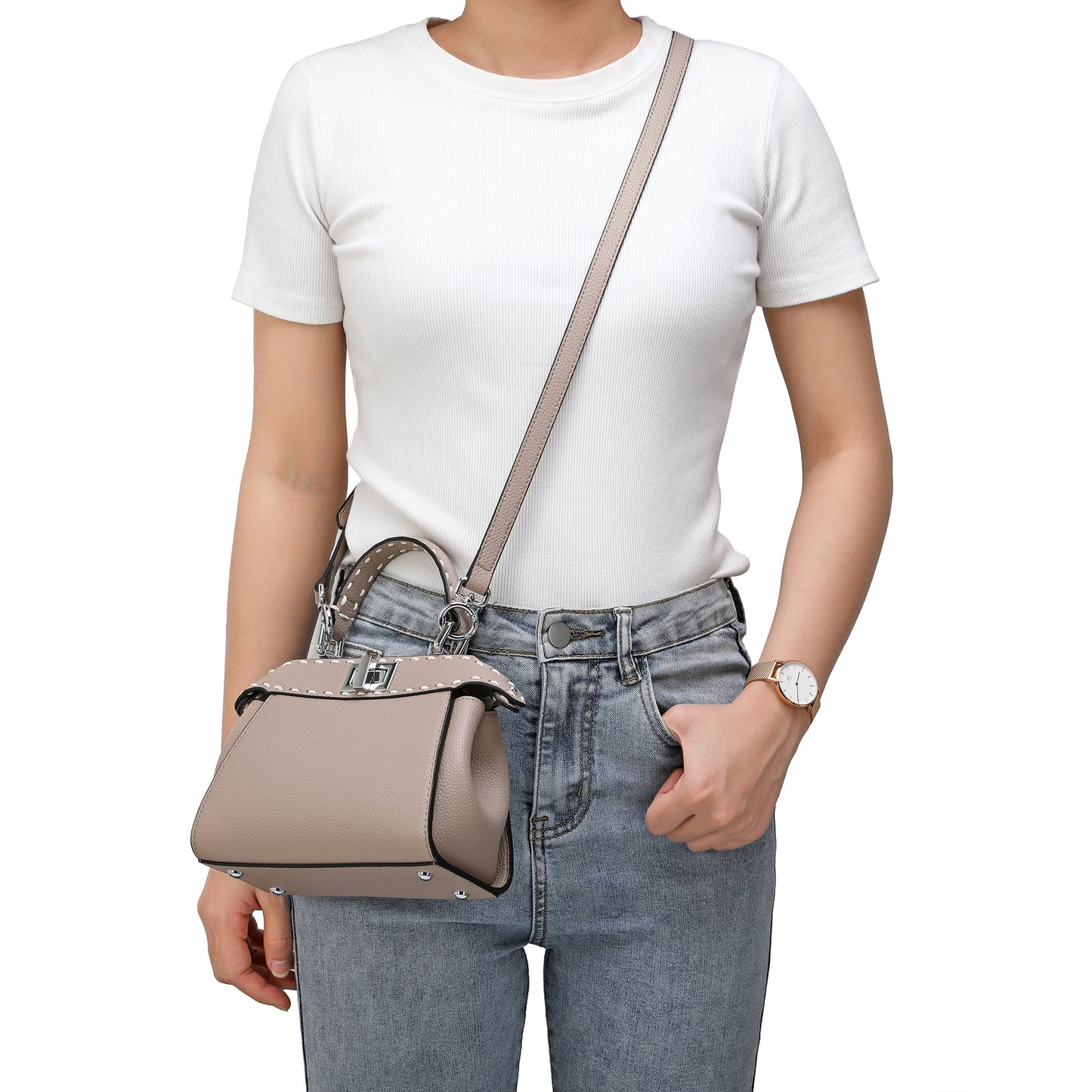 Tiffany & Fred Top-Grain Leather Satchel/Shoulder Bag