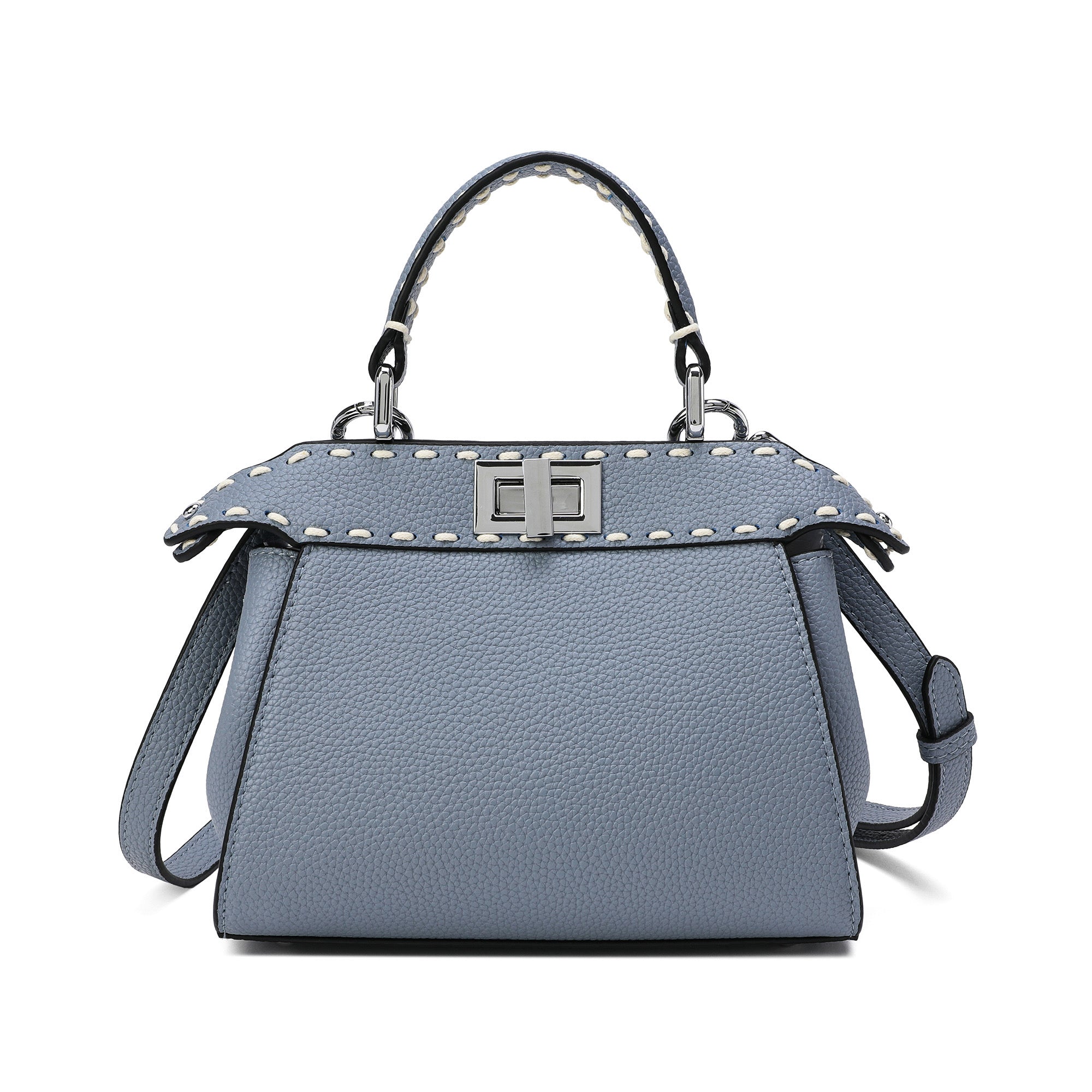 Blue leather store satchel