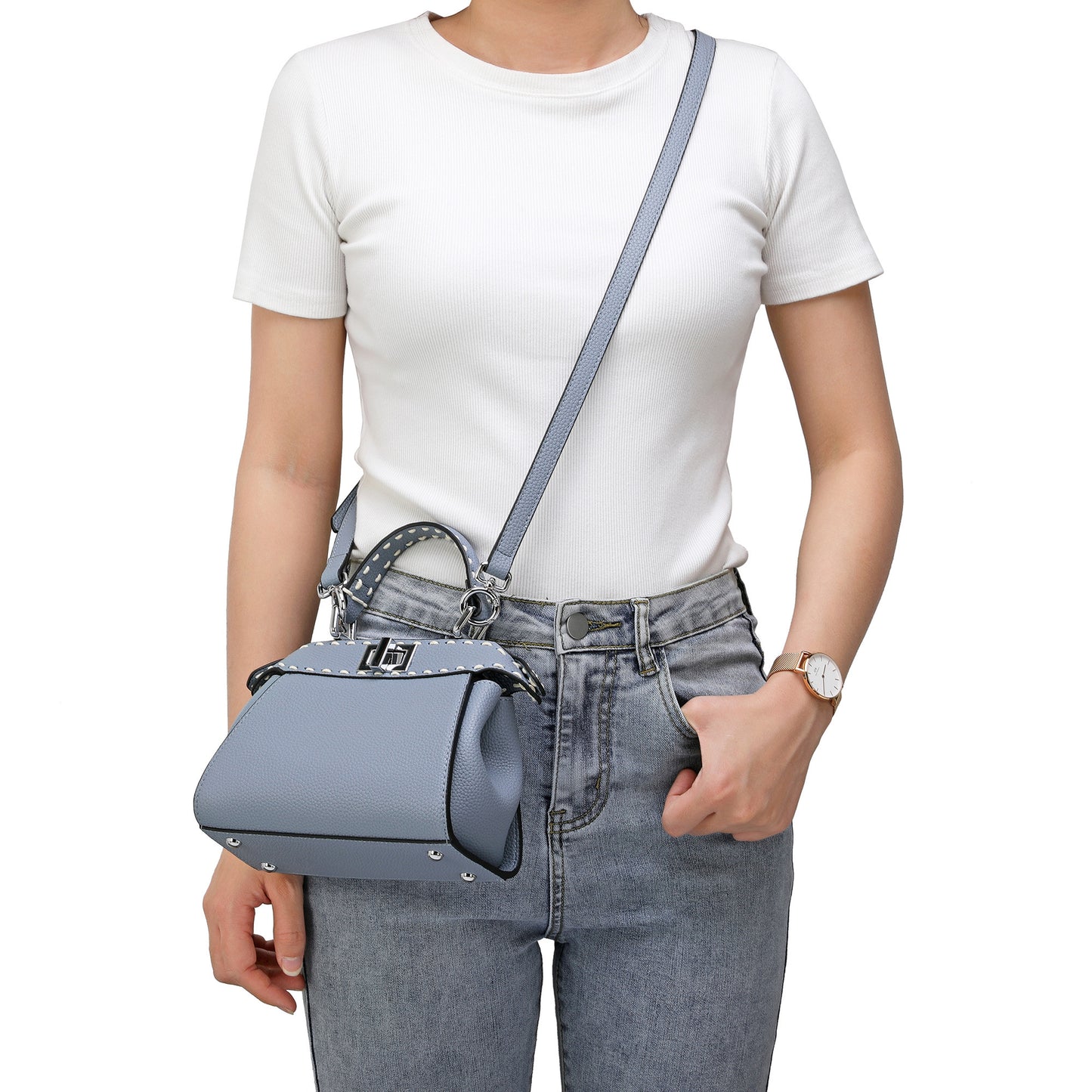 Tiffany & Fred Top-Grain Leather Satchel/Shoulder Bag