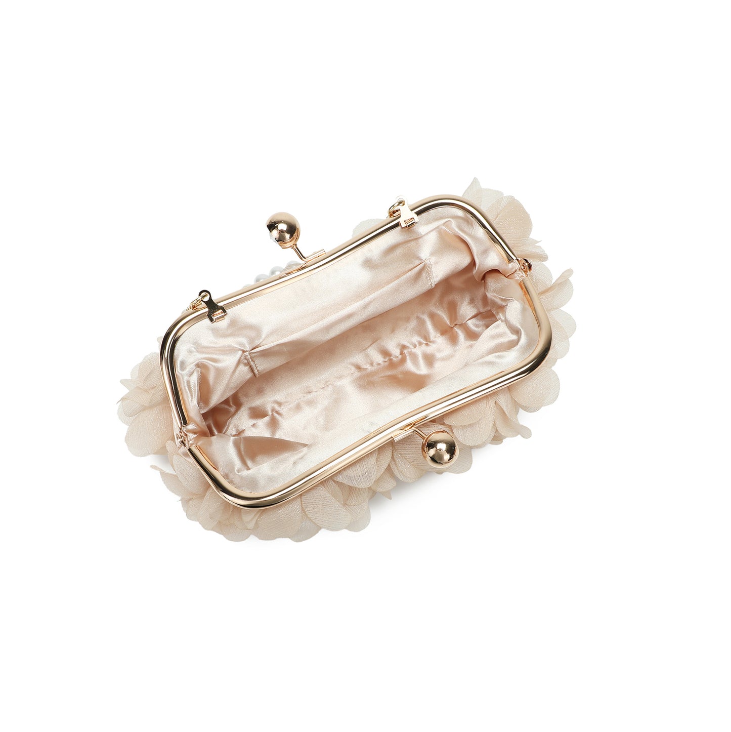 Floral Petal Evening Clutch with Pearl Handle