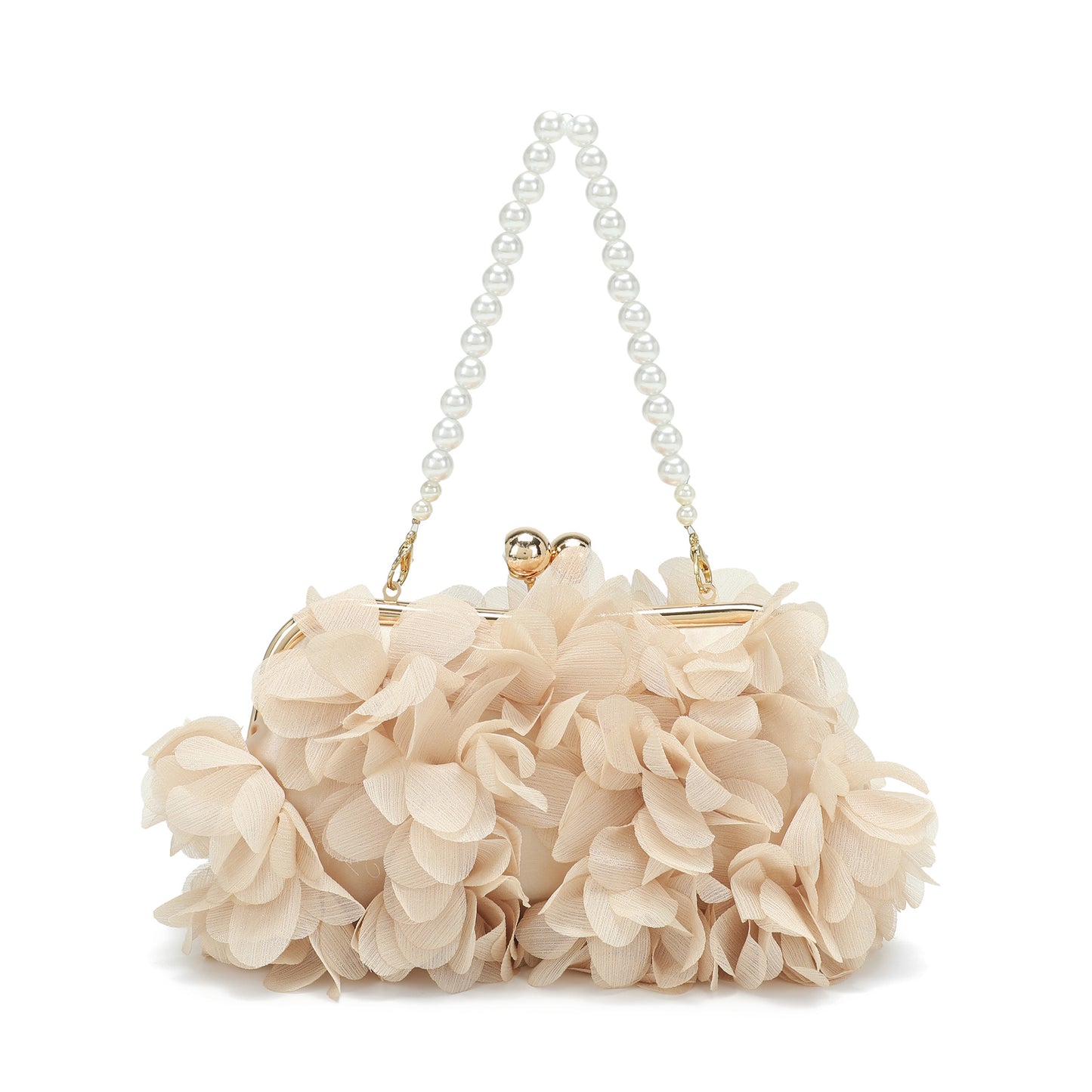 Floral Petal Evening Clutch with Pearl Handle