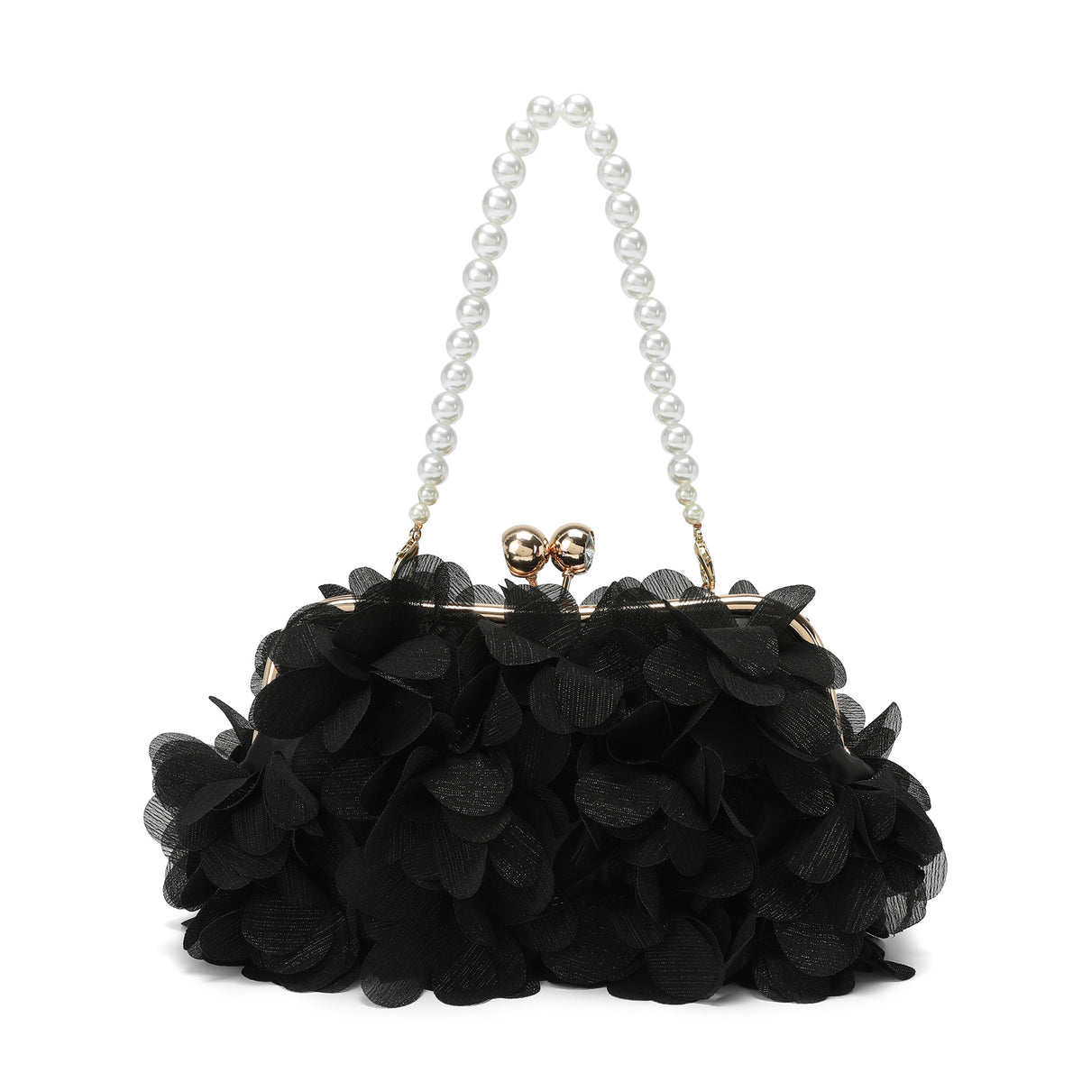 Floral Petal Evening Clutch with Pearl Handle