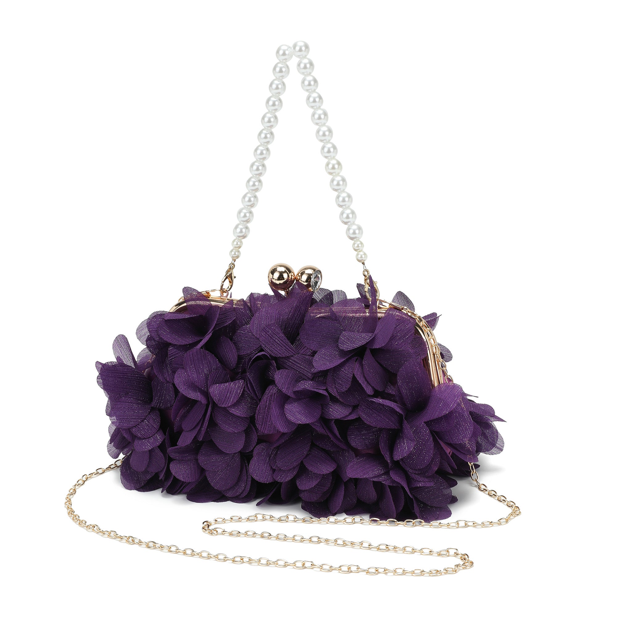 Floral Petal Evening Clutch with Pearl Handle – Tiffany & Fred Paris