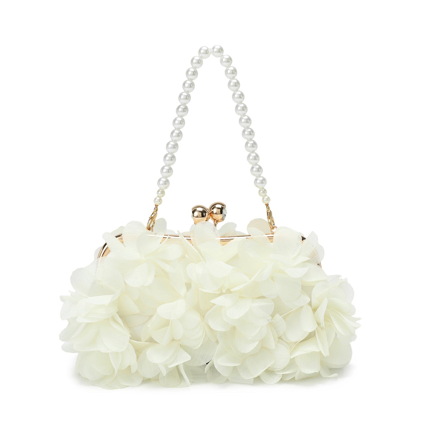 Floral Petal Evening Clutch with Pearl Handle