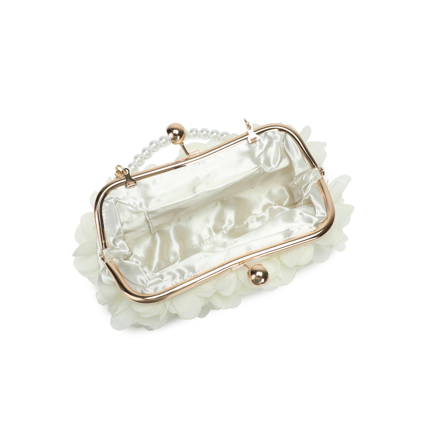 Floral Petal Evening Clutch with Pearl Handle