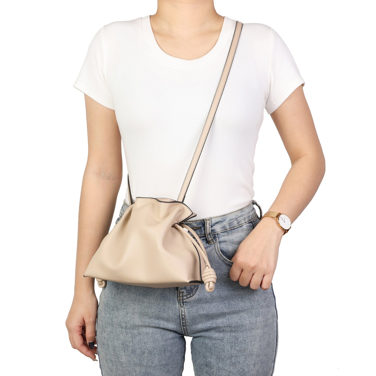 Soft Pleated Leather Top Handle & Crossbody Bag