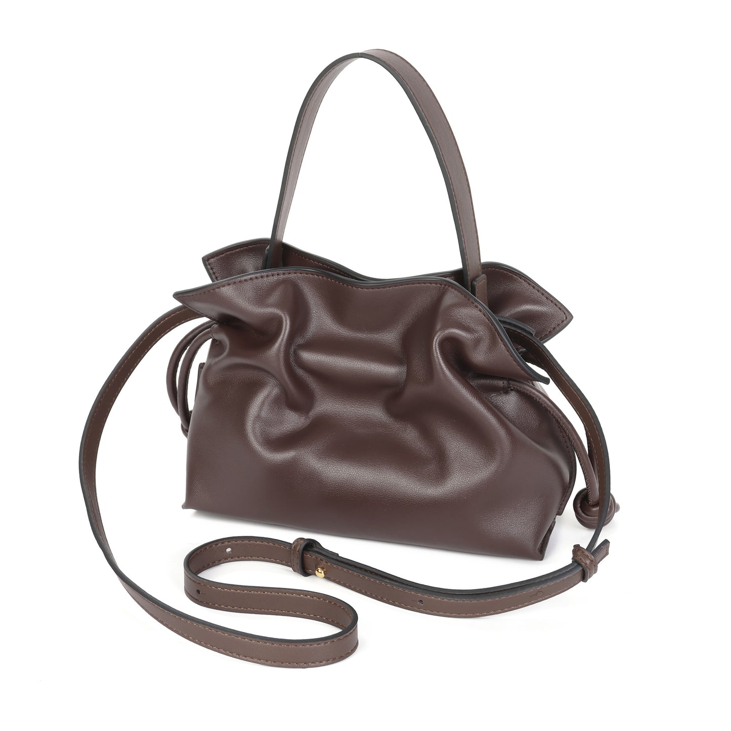 Soft Pleated Leather Top Handle & Crossbody Bag