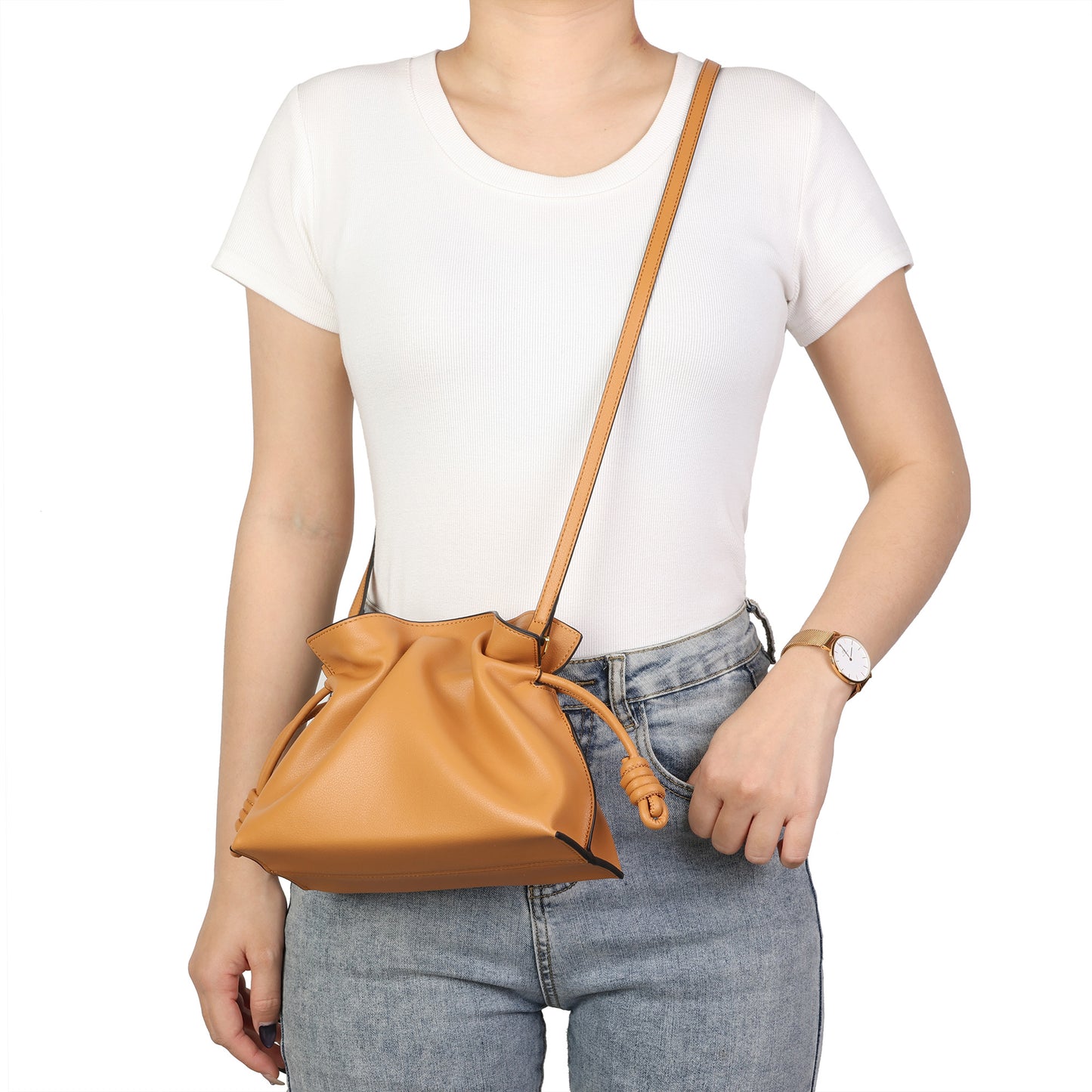 Soft Pleated Leather Top Handle & Crossbody Bag