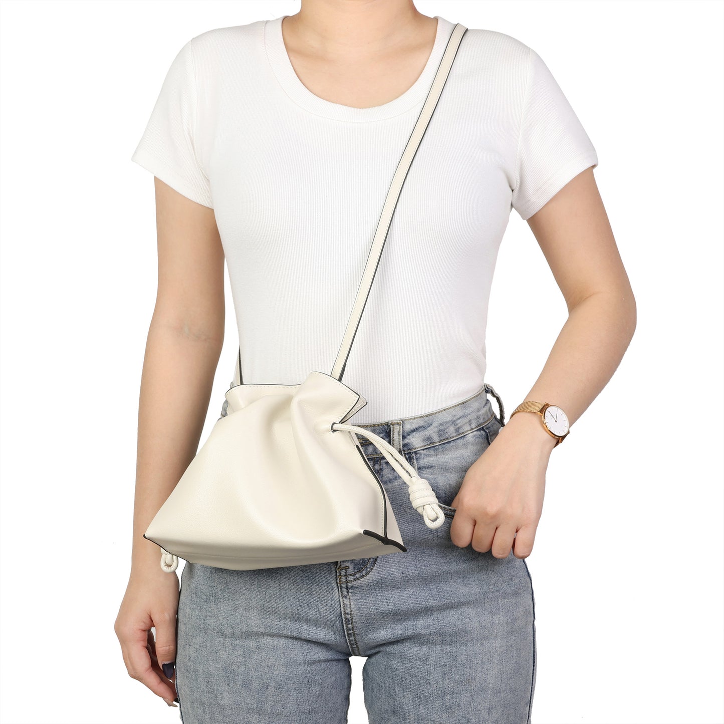 Soft Pleated Leather Top Handle & Crossbody Bag