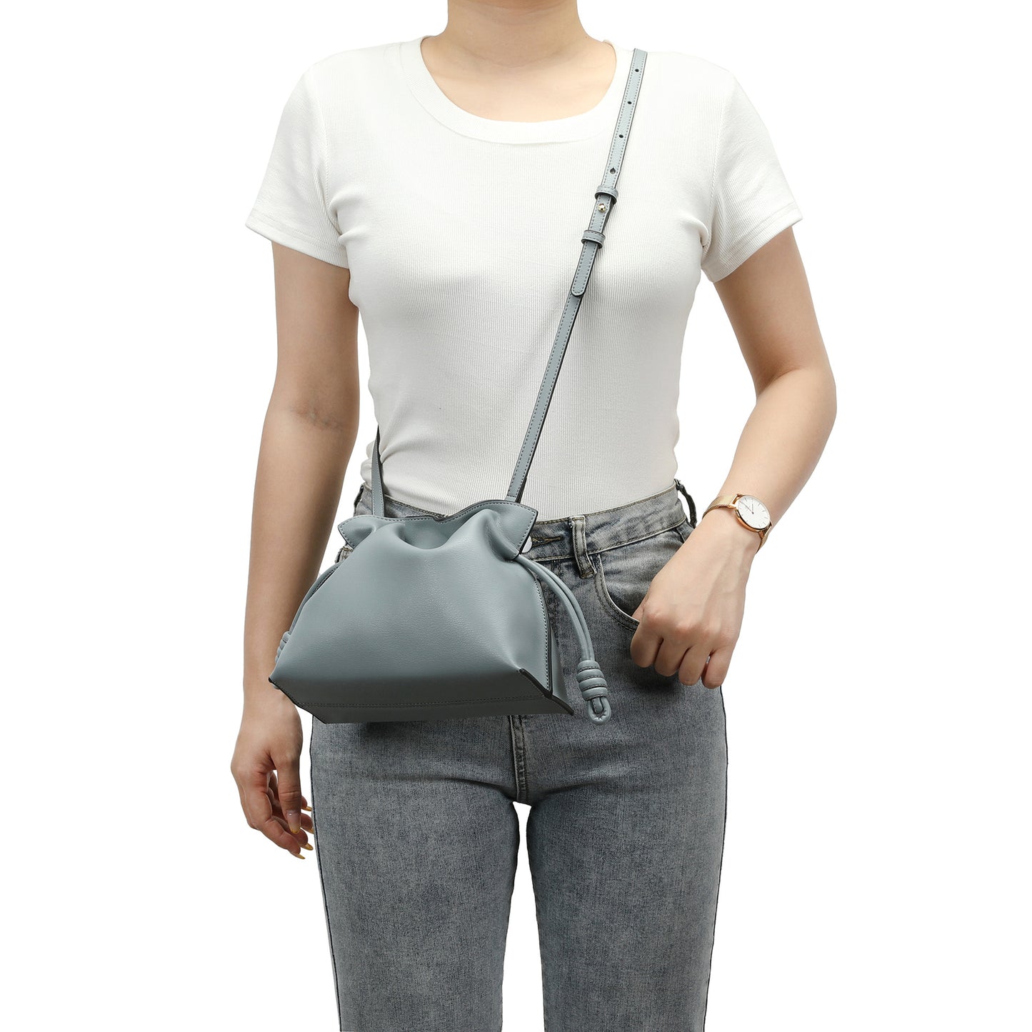 Soft Pleated Leather Top Handle & Crossbody Bag