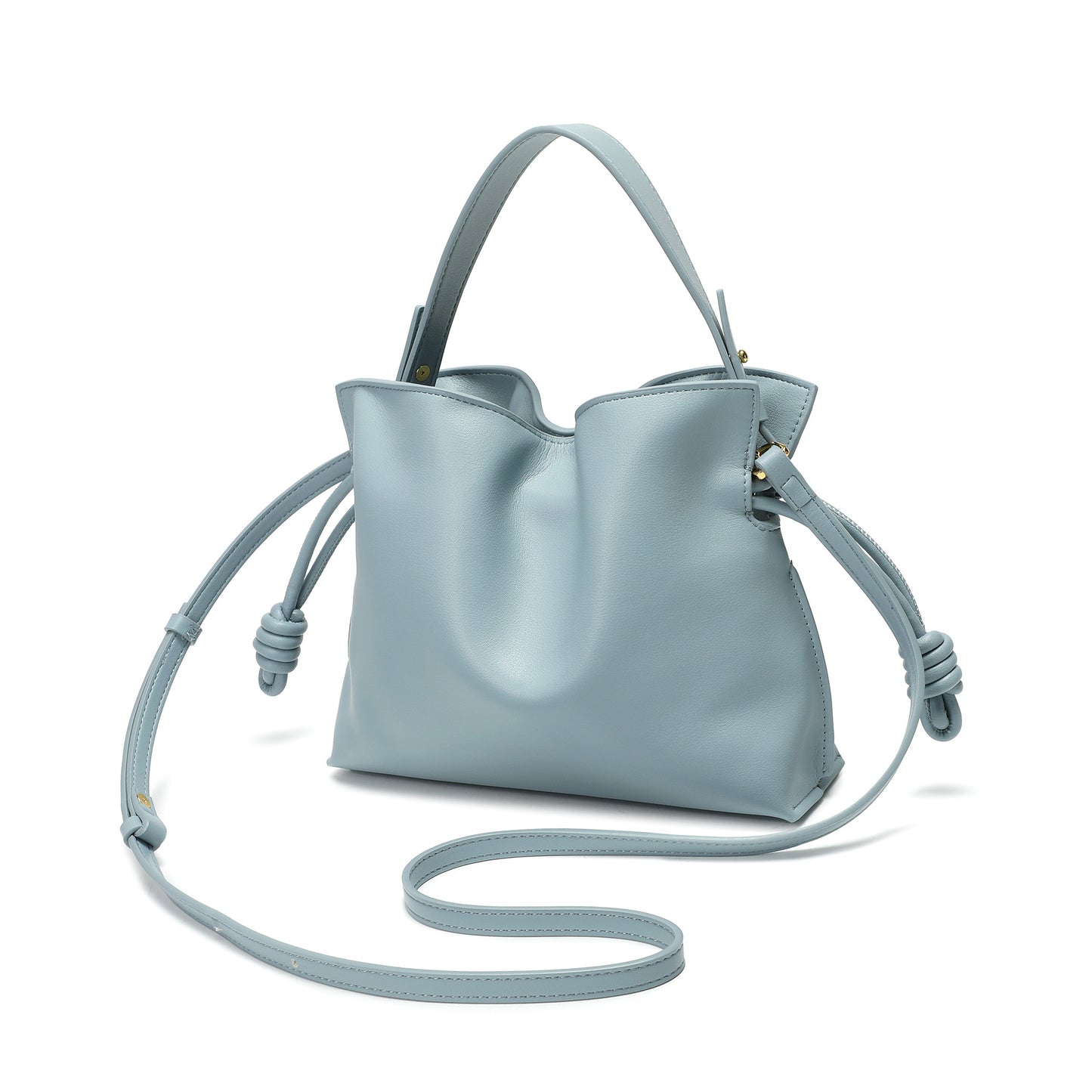 Soft Pleated Leather Top Handle & Crossbody Bag