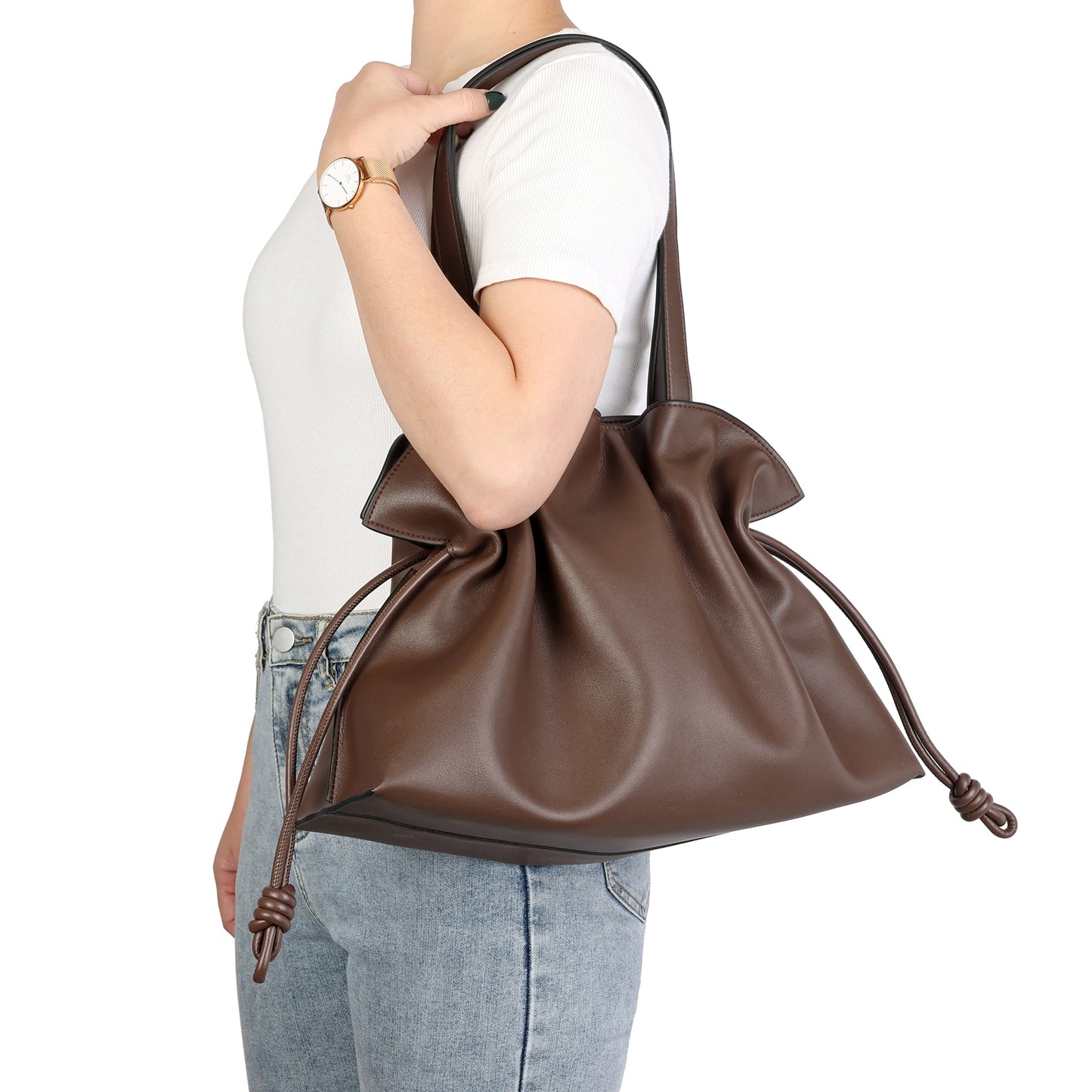 Elegant Knotted Leather Tote Bag