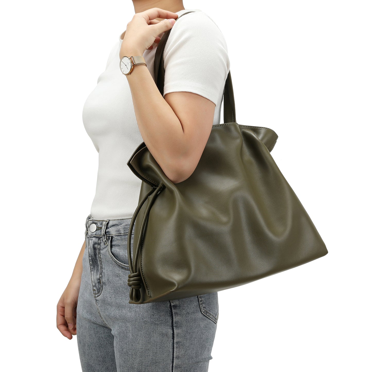 Elegant Knotted Leather Tote Bag