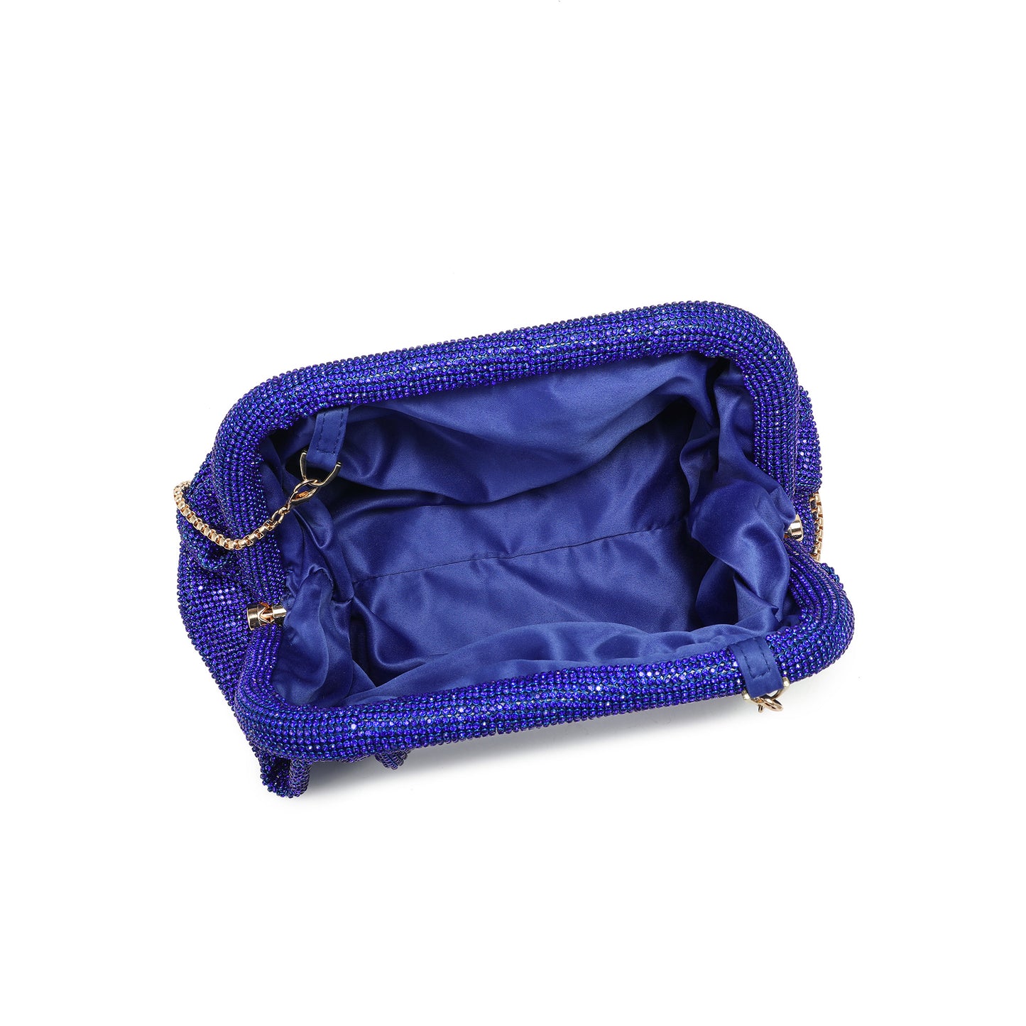 Crystal-Embellished Evening Clutch with Chain Strap