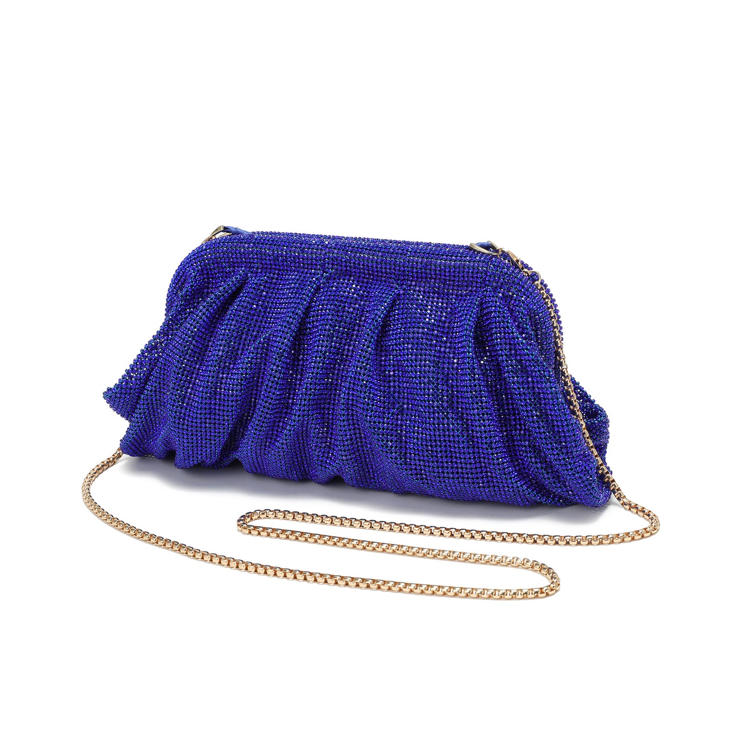 Crystal-Embellished Evening Clutch with Chain Strap