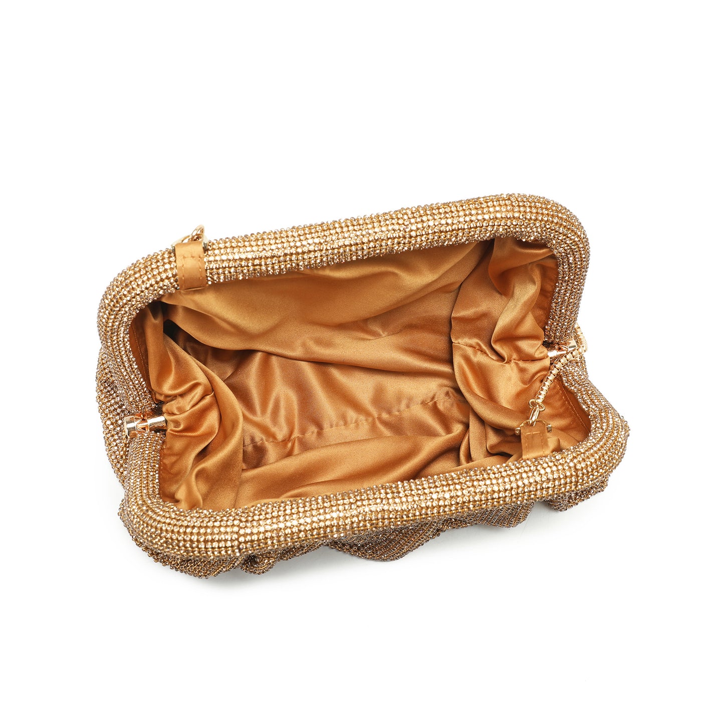 Crystal-Embellished Evening Clutch with Chain Strap