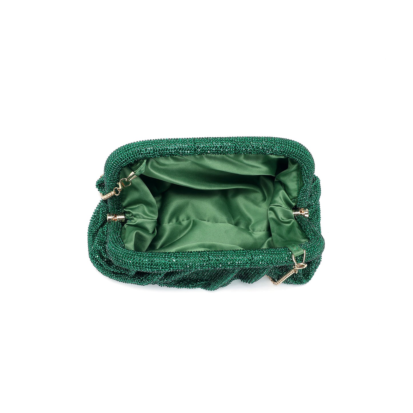 Crystal-Embellished Evening Clutch with Chain Strap