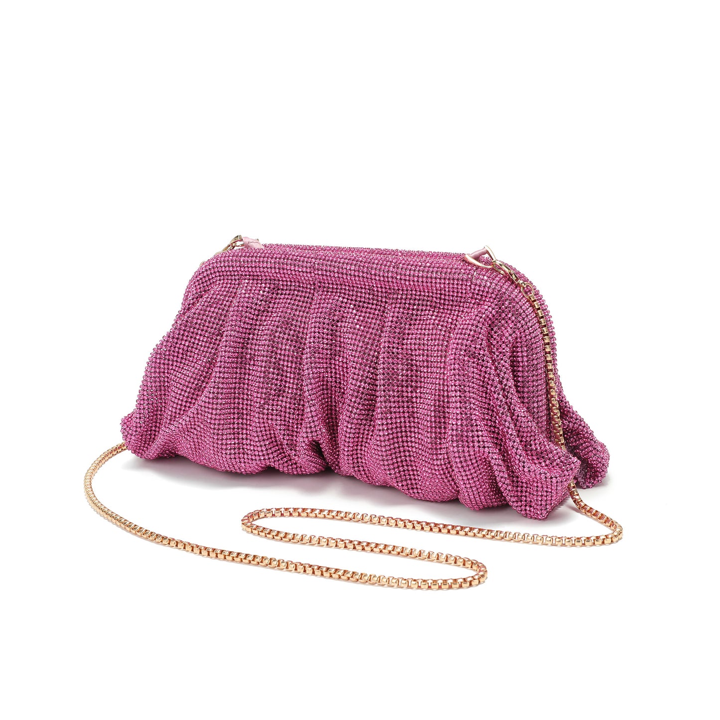 Crystal-Embellished Evening Clutch with Chain Strap