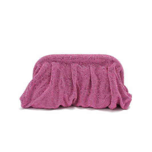 Crystal-Embellished Evening Clutch with Chain Strap