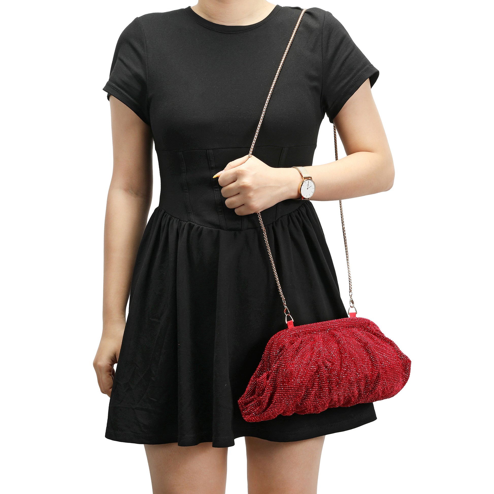 evening dress clutch purse Vintage Evening Handbag Wedding Party Clutch Purse with Handle/260321 Rose Gold
