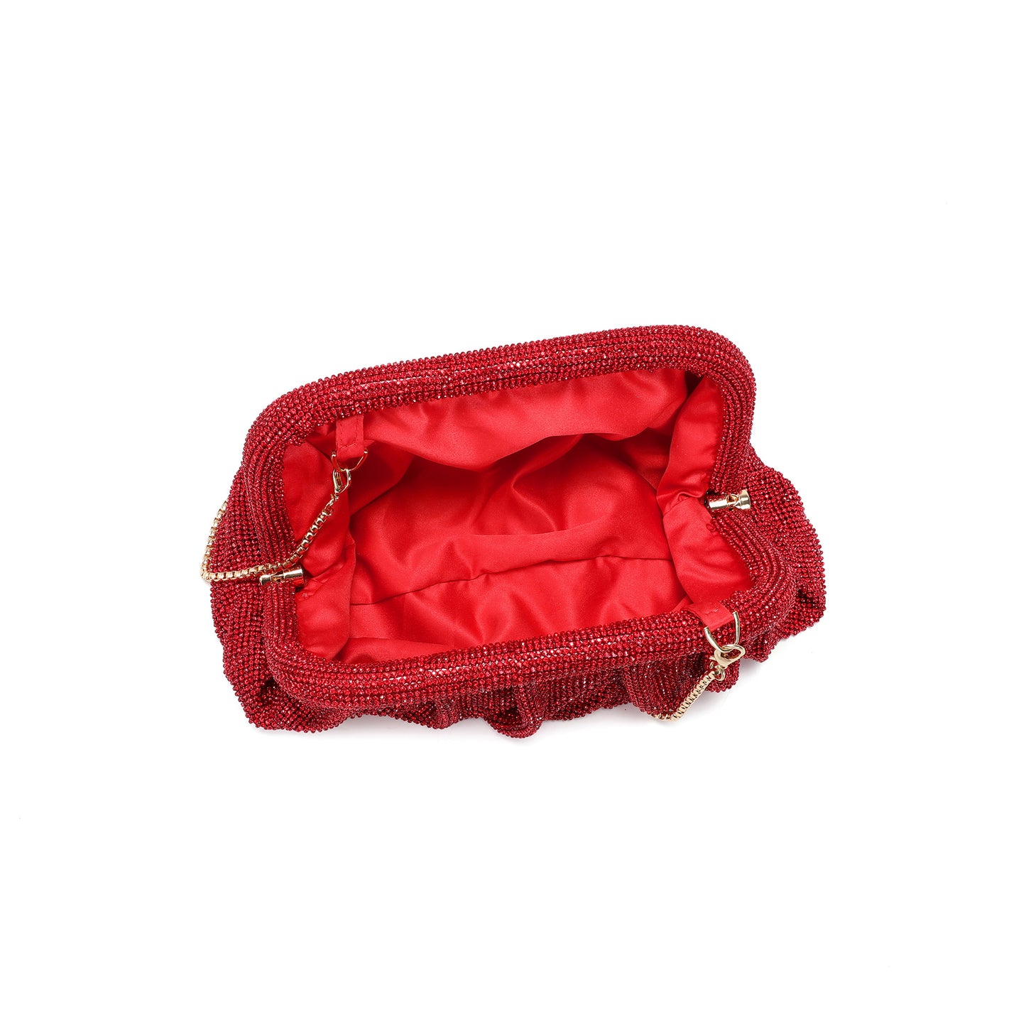 Crystal-Embellished Evening Clutch with Chain Strap