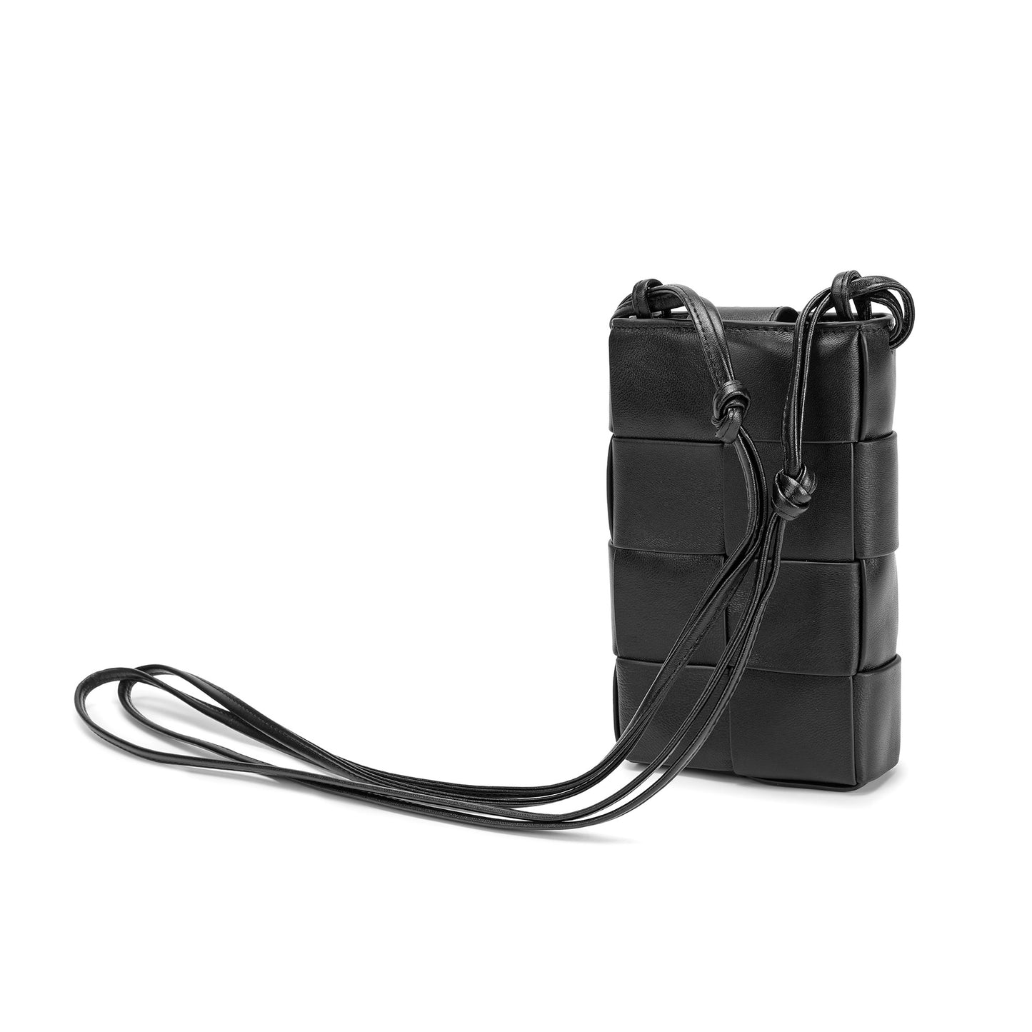 Hand-Woven Leather Phone Crossbody Bag