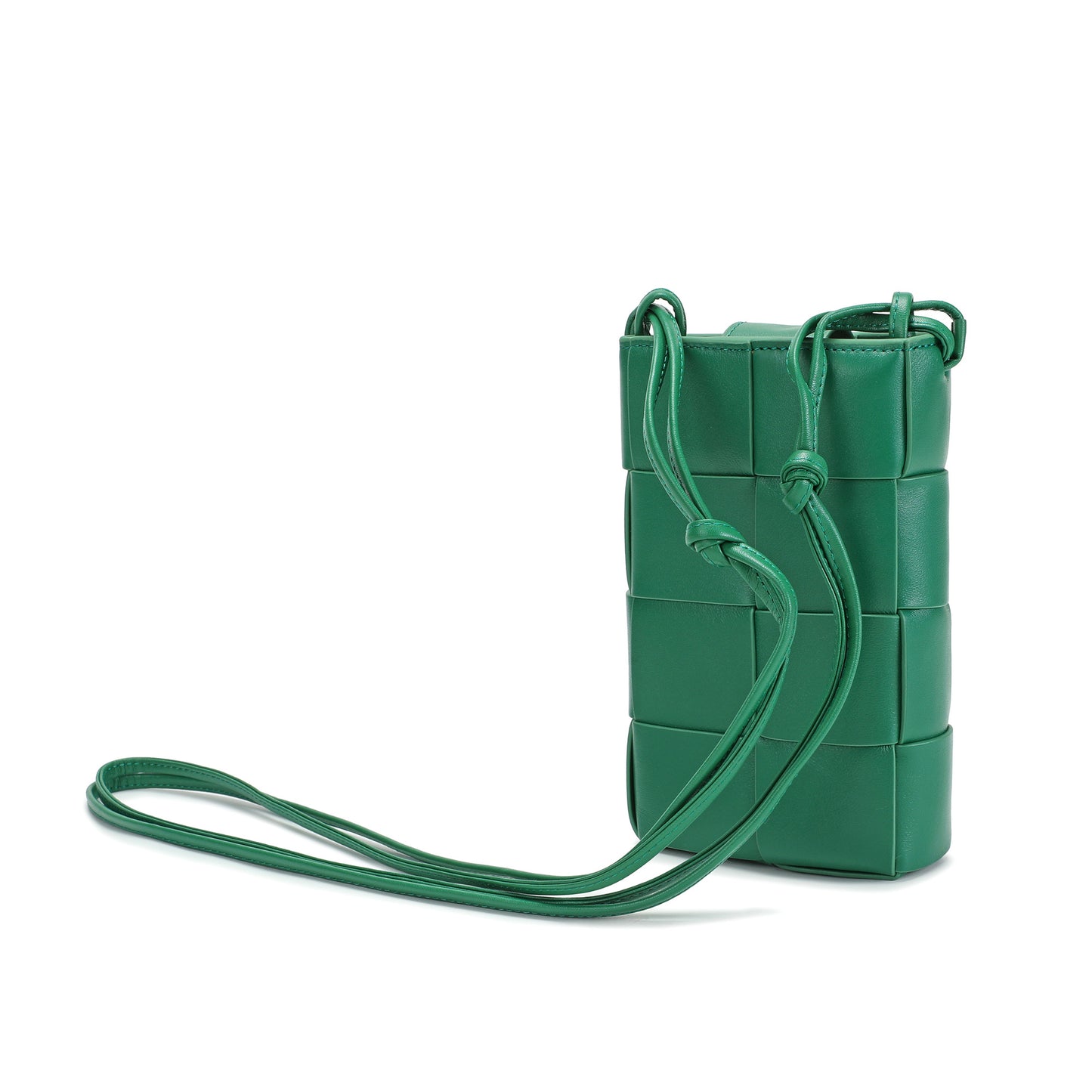 Hand-Woven Leather Phone Crossbody Bag