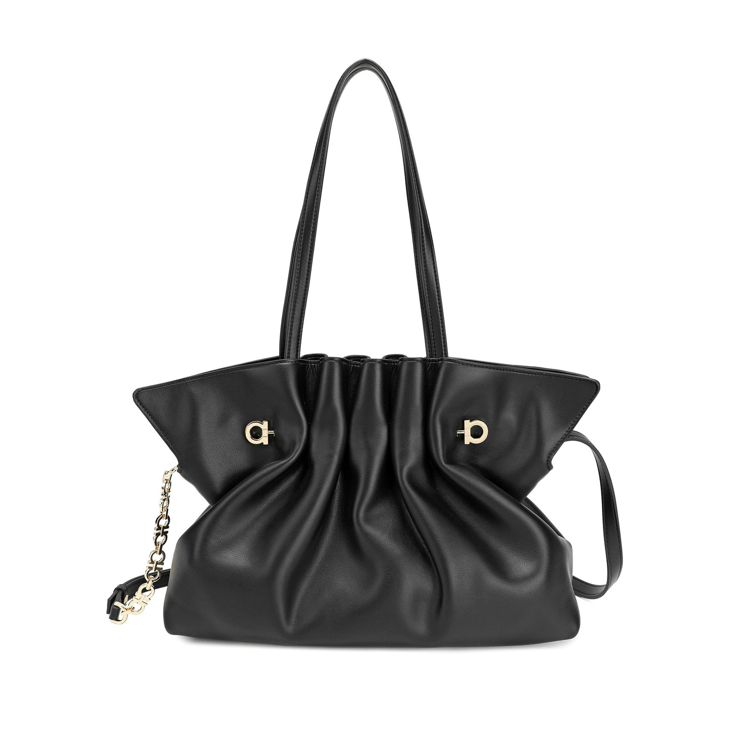 Soft Pleated Leather Shoulder Tote