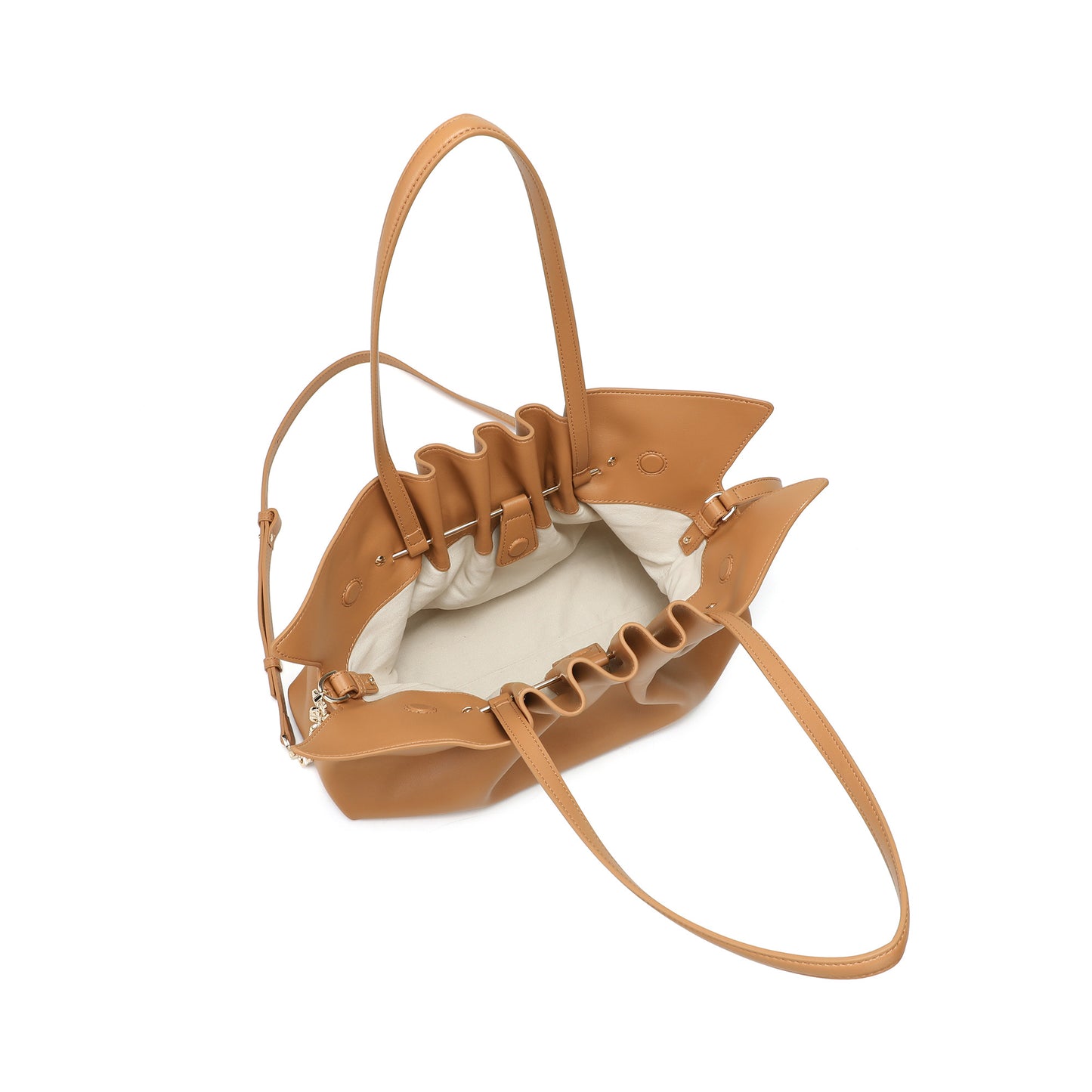 Soft Pleated Leather Shoulder Tote