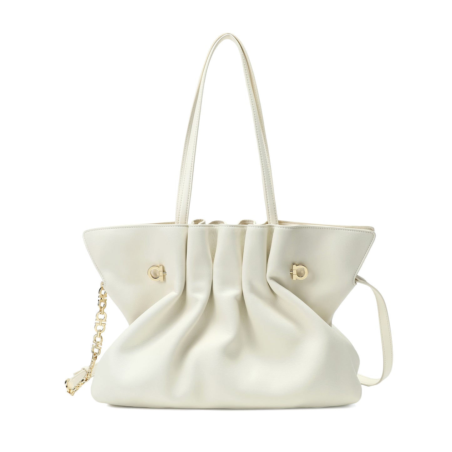 Soft Pleated Leather Shoulder Tote