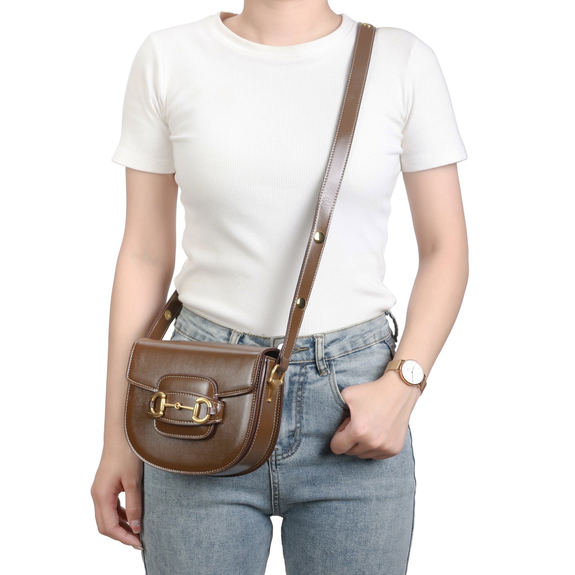 Classic Equestrian-Inspired Saddle Bag - Main Image
